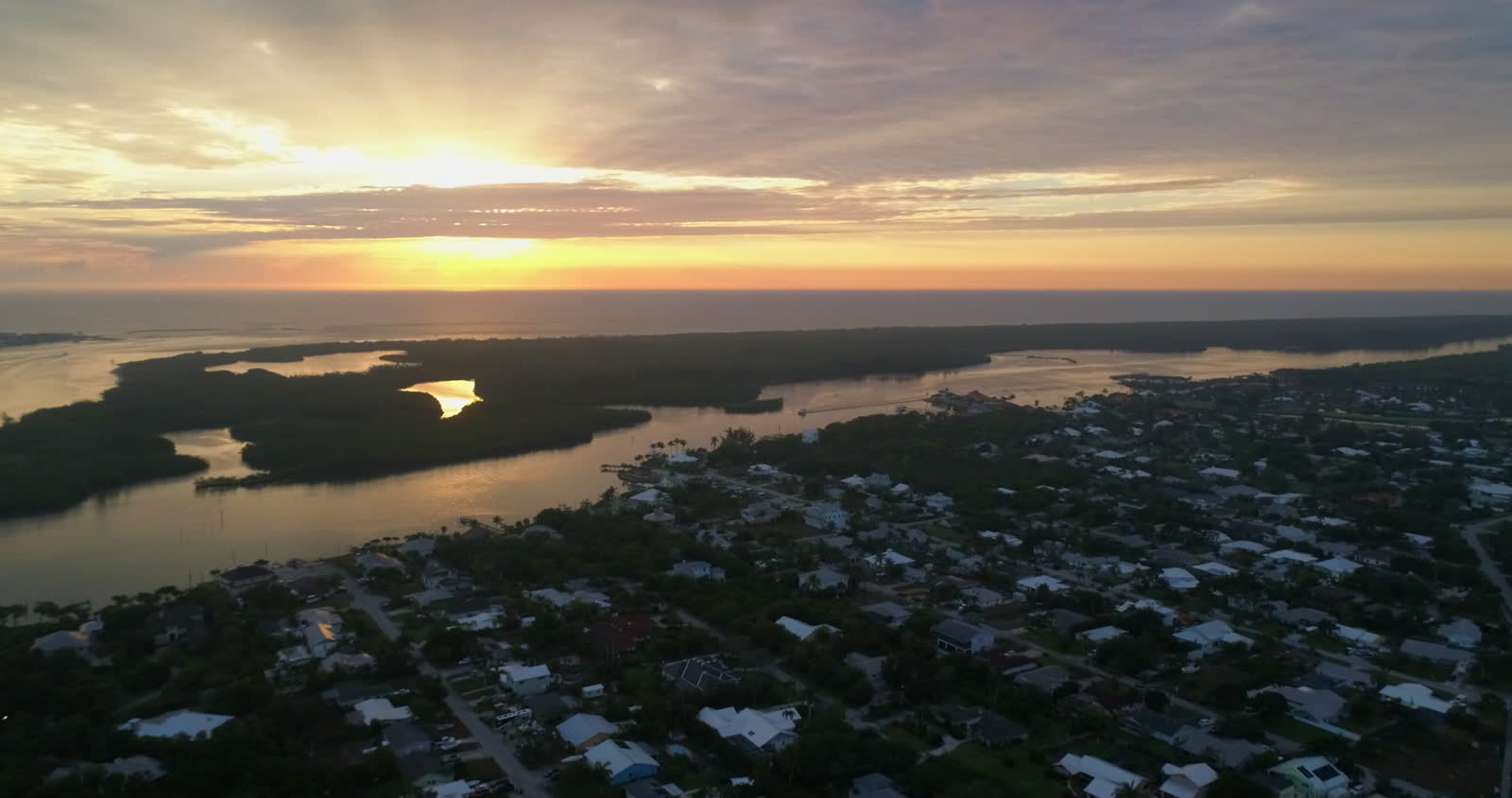 aerial-of-sun-setting-over-stuart-florida.mp4