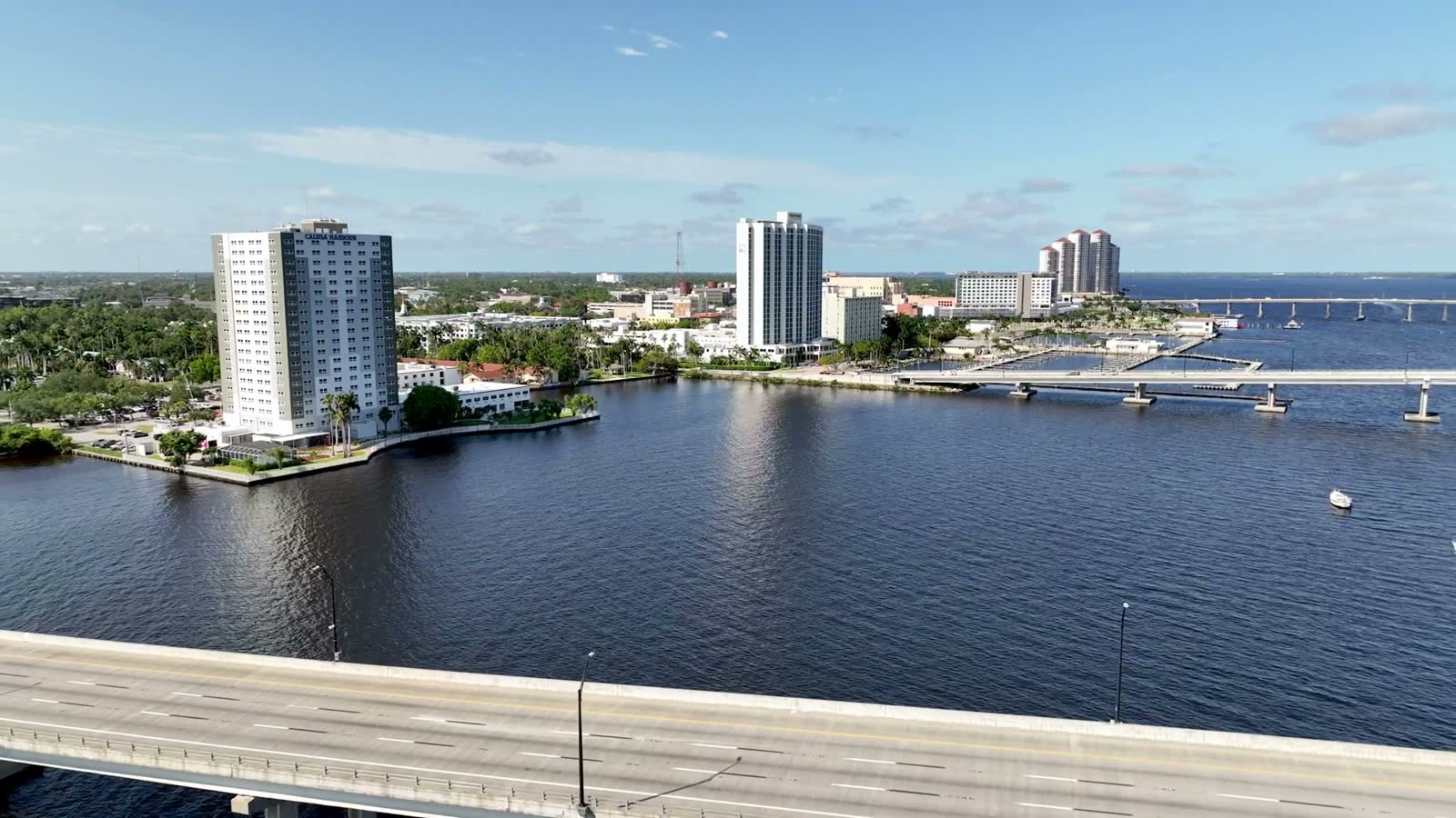 aerial-pullout-ft-myers-florida-over-empty-bridge.mp4