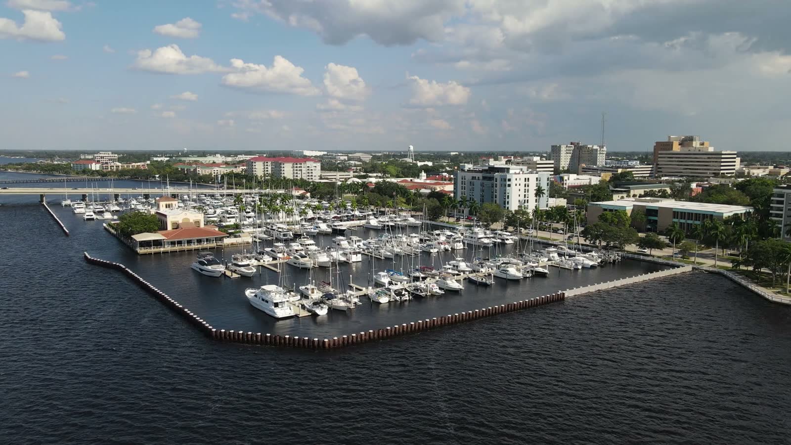 aerial-view-of-bradenton-marina-with-boats-docked.mp4