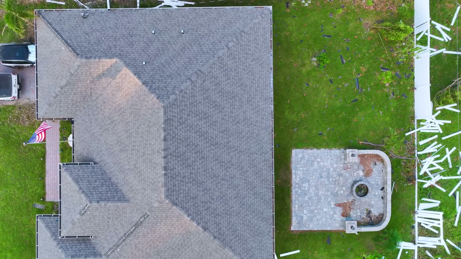 aerial-view-of-white-plastic-backyard-picket-fence.mp4