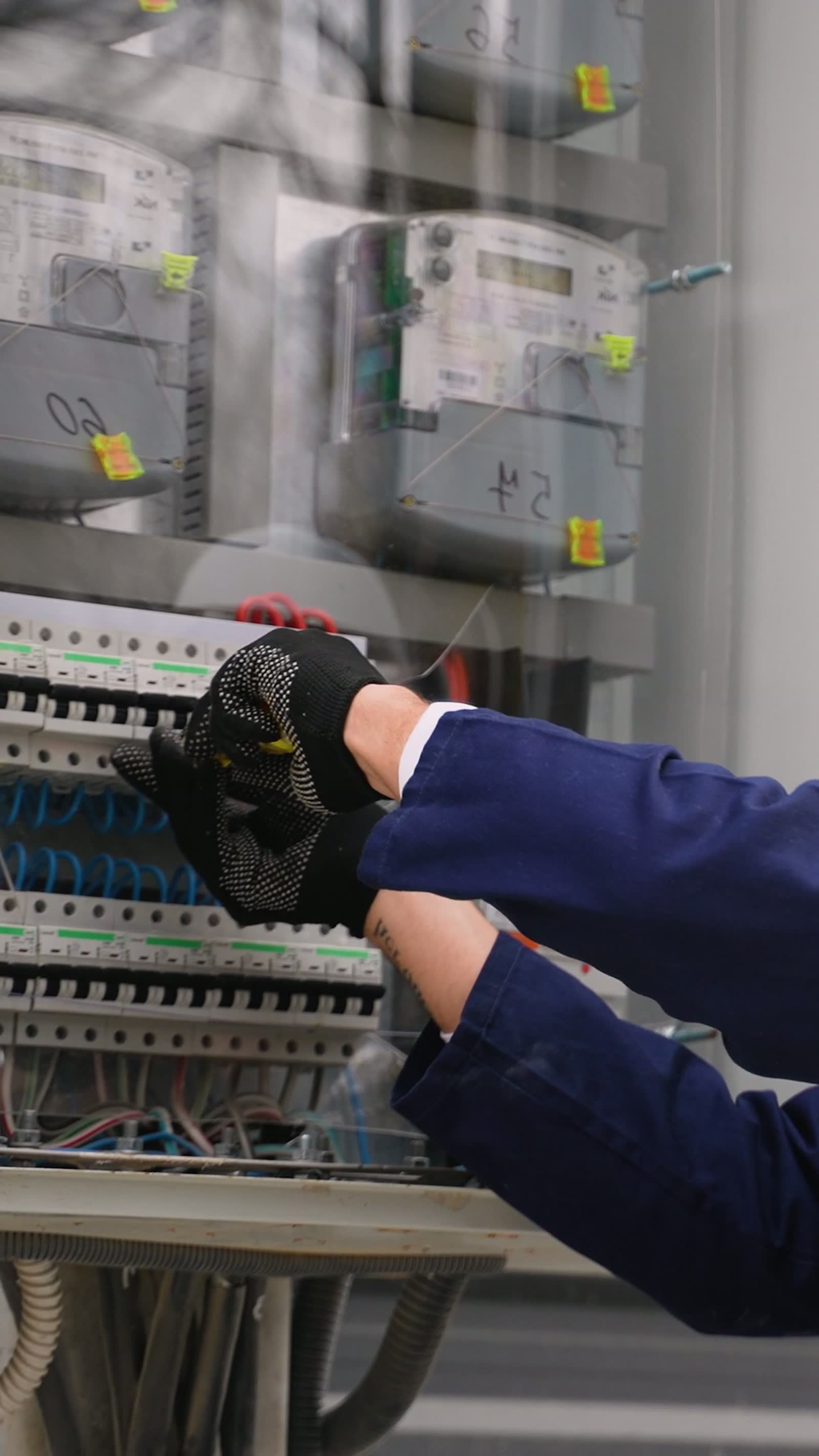 arm-works-on-electrical-panel-in-workplace.mp4