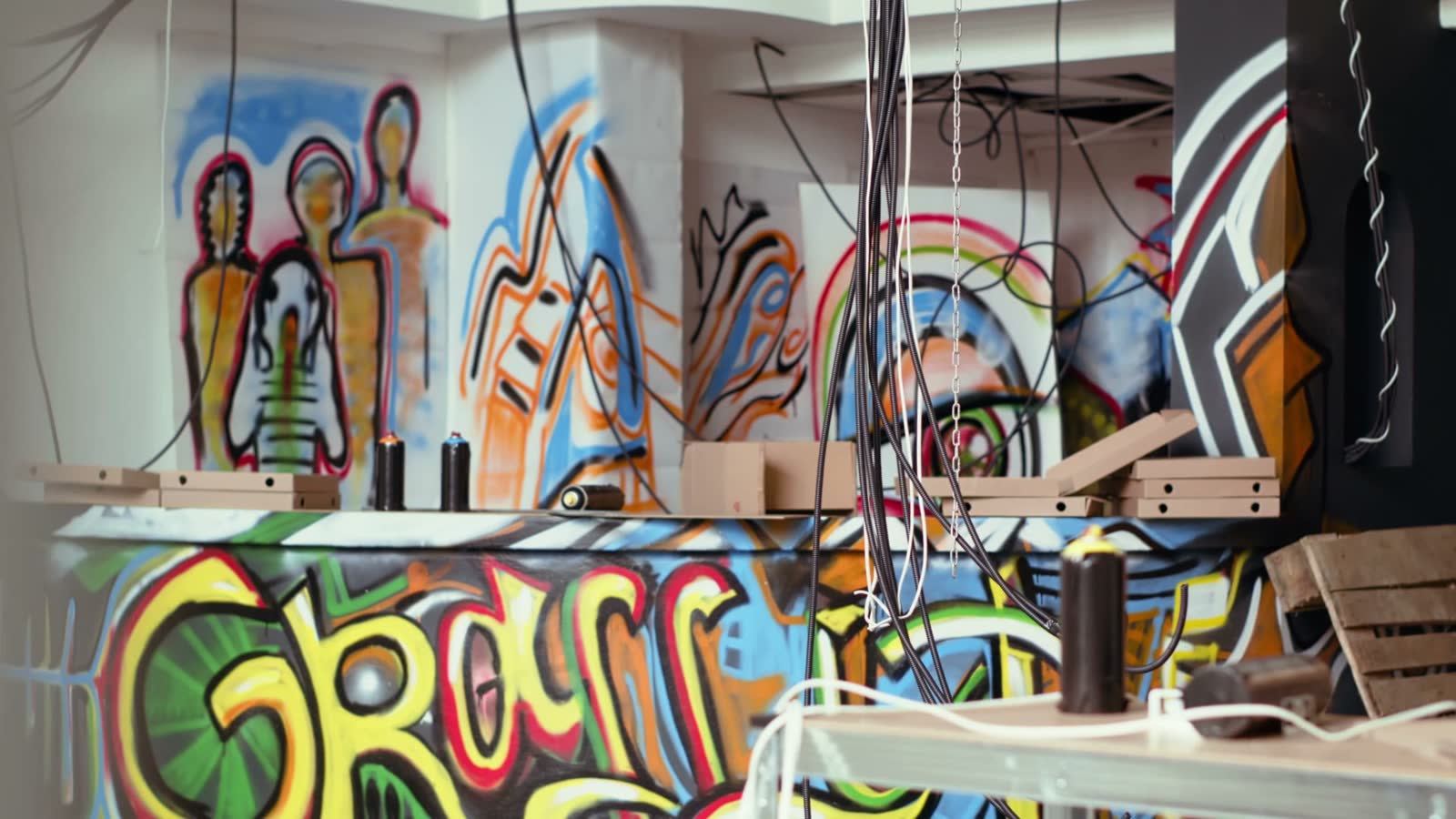 graffiti-defacement-vandalism-on-derelict-building.mp4