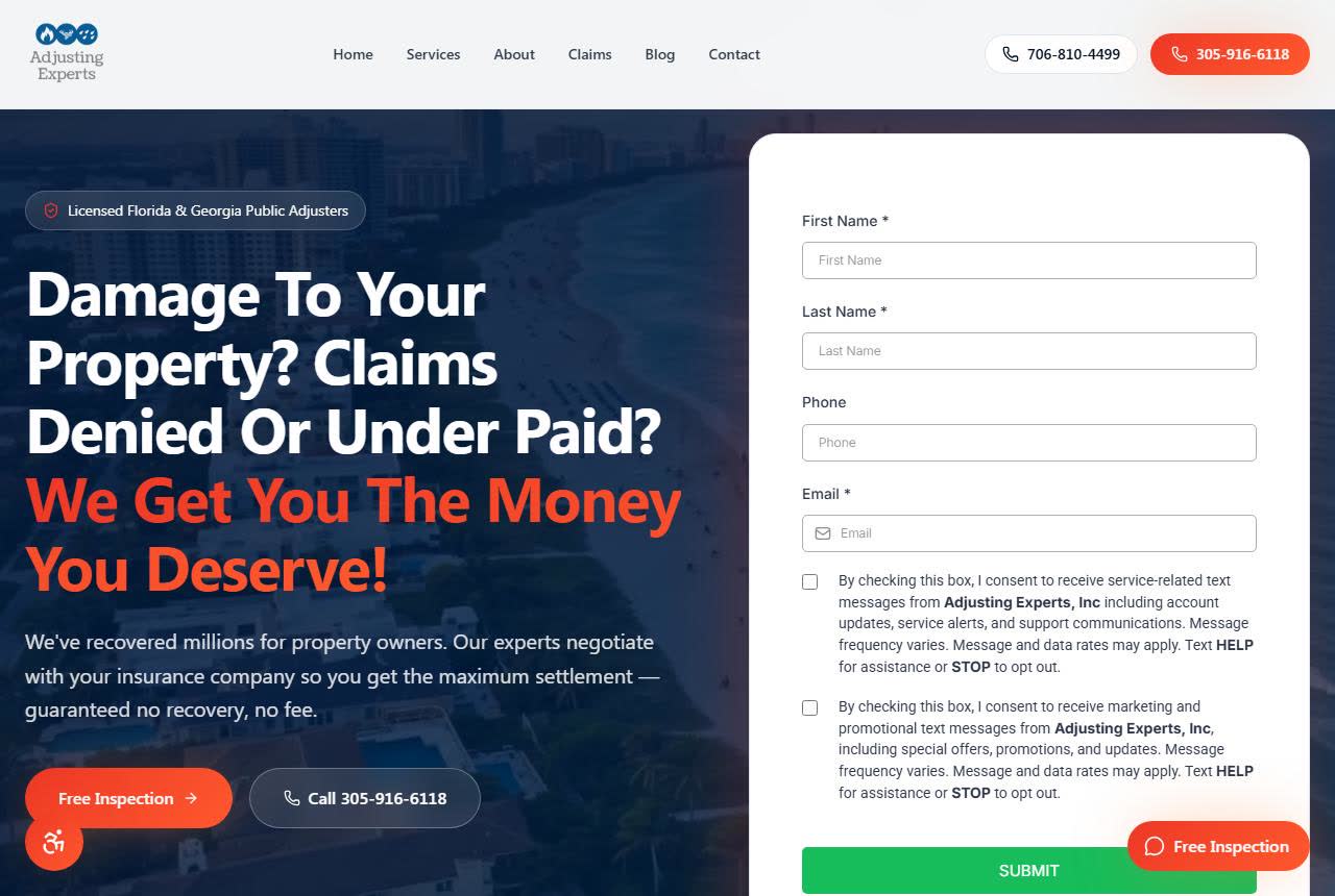 Adjusting Experts website