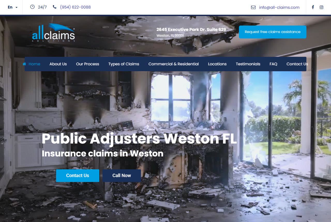 All Claims Solutions Public Adjusters website