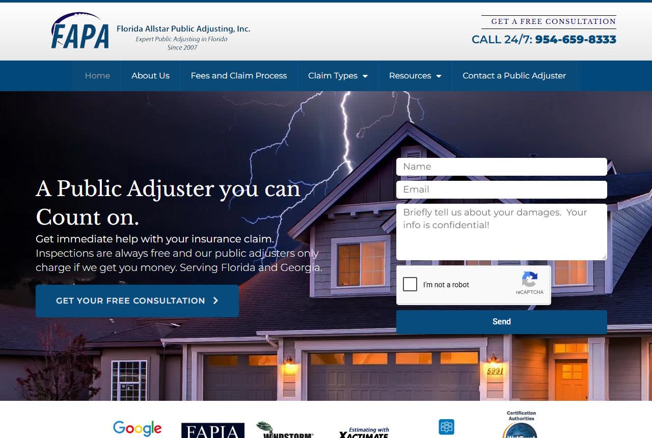 Allstar Public Adjusting - Broward County website