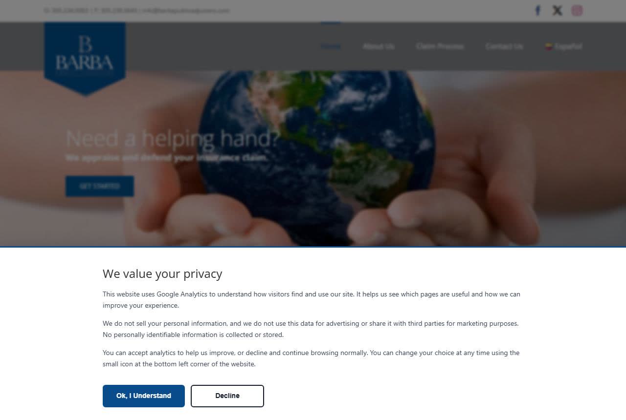 Barba Public Adjusters website