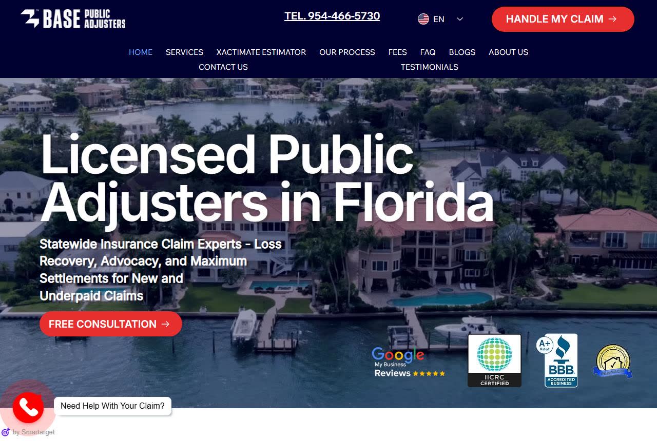 Base Claims Public Adjusters website