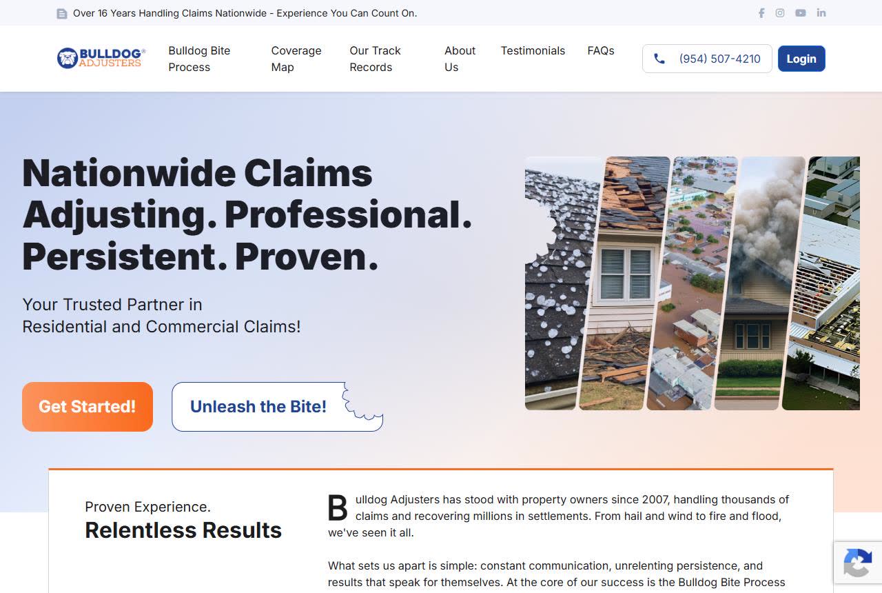 Bulldog Adjusters website
