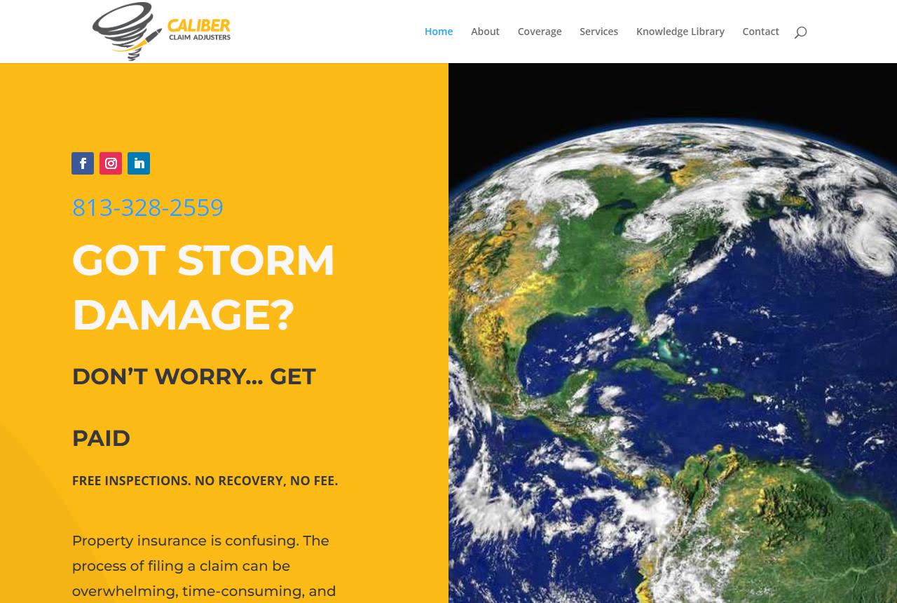 Caliber Public Adjusters website