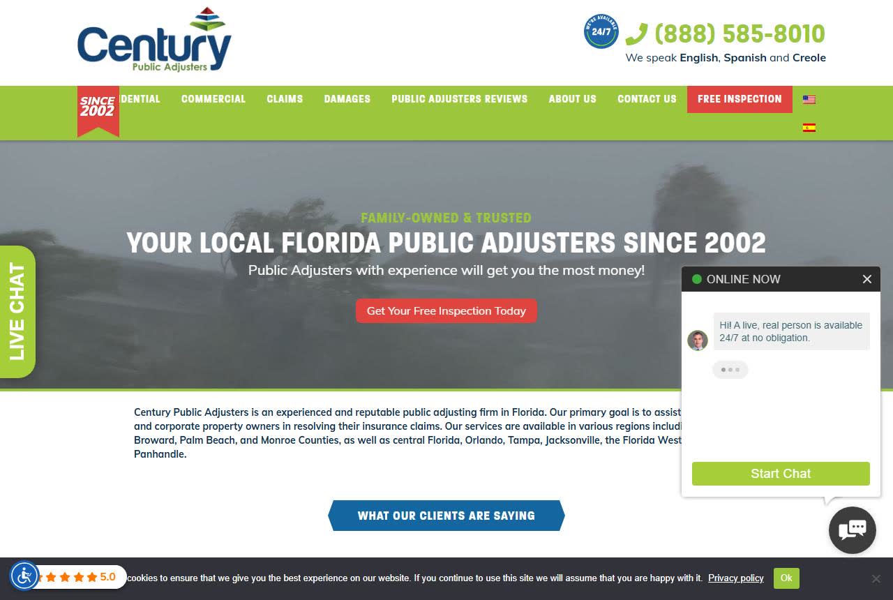 Century Public Adjusters website