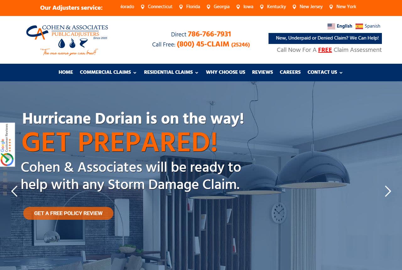 Cohen & Associates Public Adjusters website
