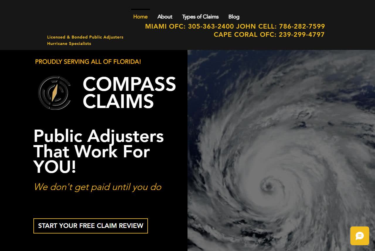 Compass Claim Consultants, Public Adjusters website