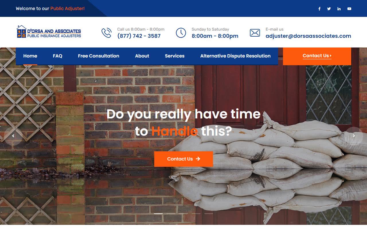 D'Orsa and Associates, LLC - Public Adjusters website