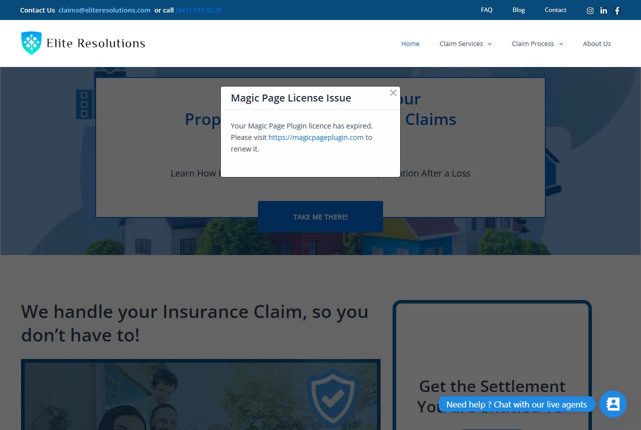 Elite Resolutions - Public Adjusting Company website