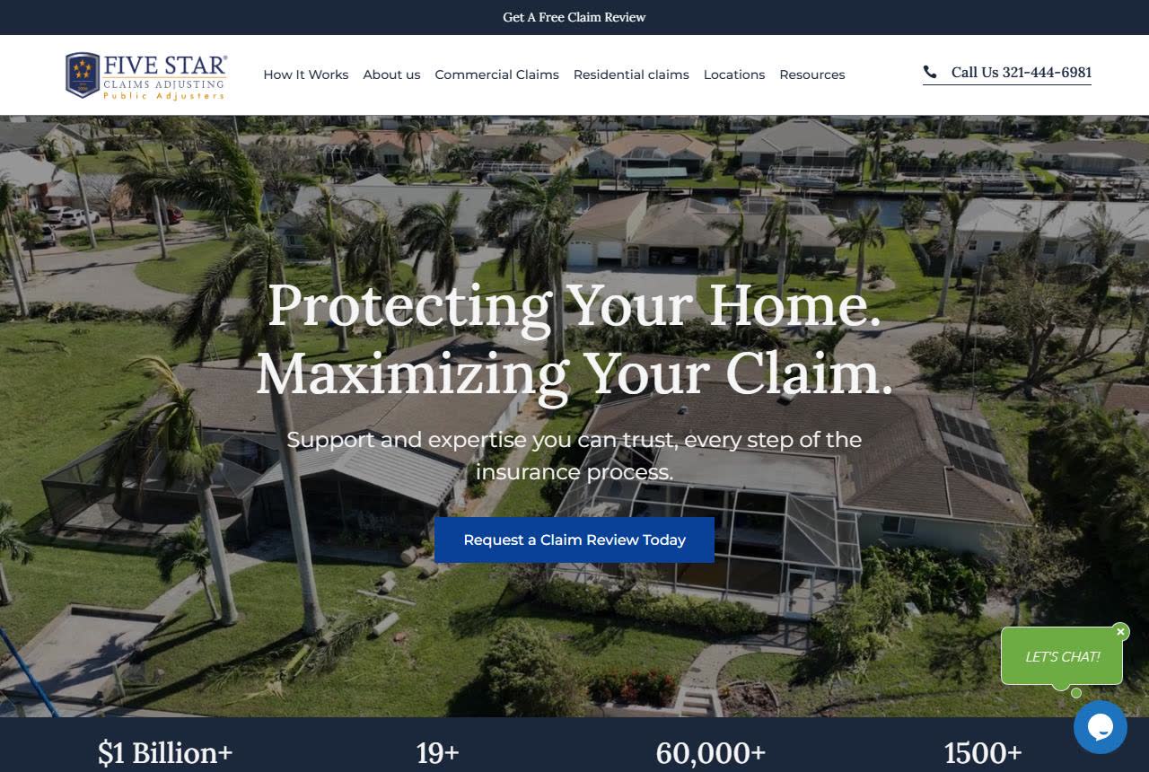 Five Star Claims Adjusting website