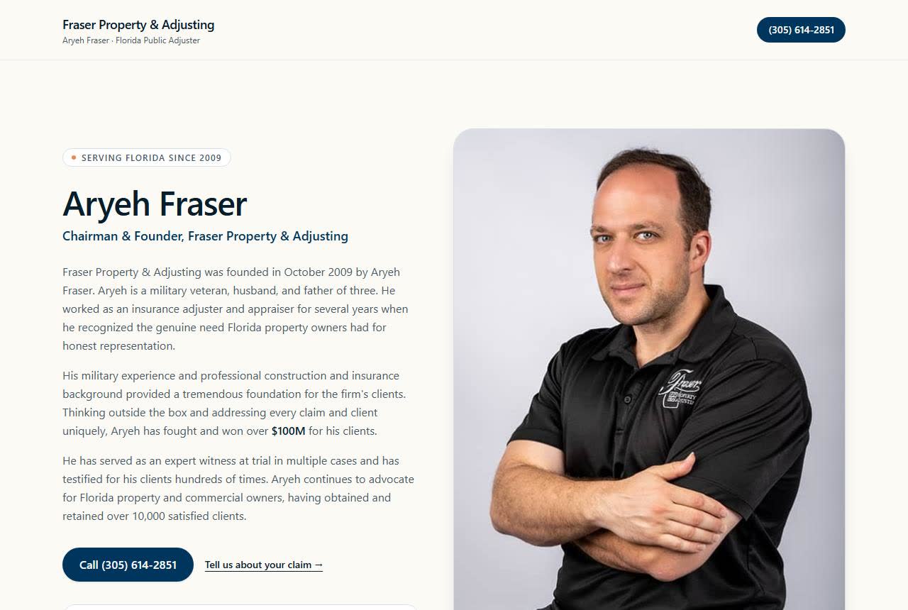 Fraser Property & Adjusting Inc website