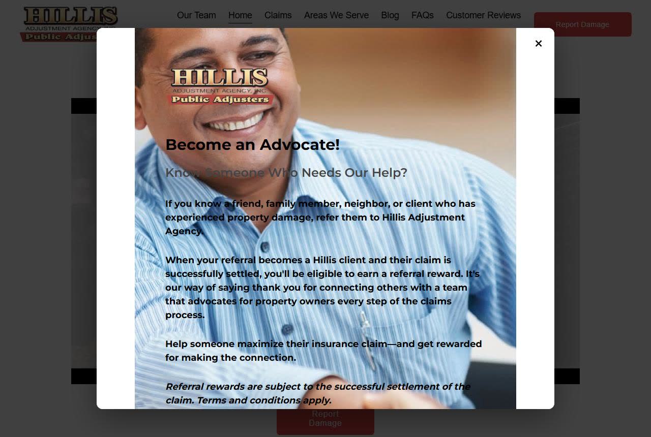 Hillis Public Adjusters website
