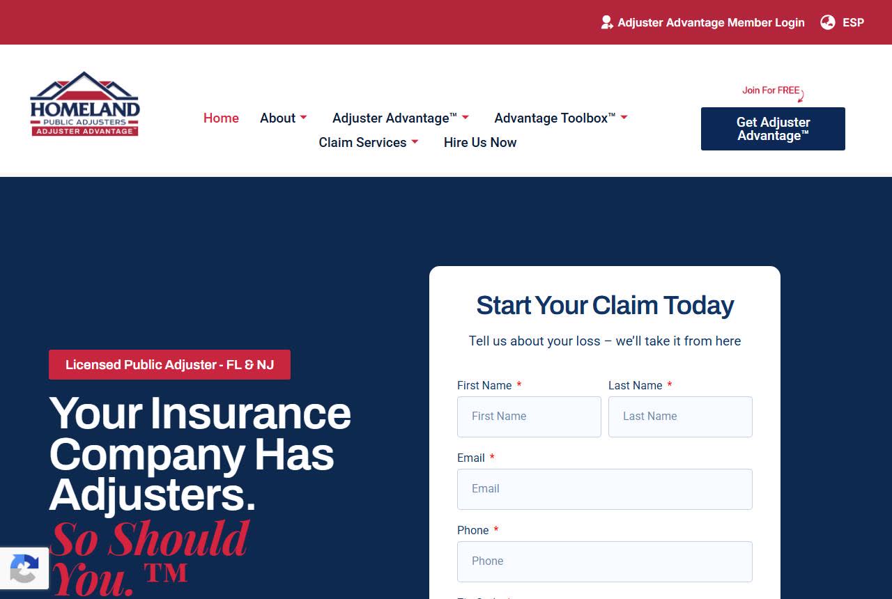 Homeland Public Adjusters website