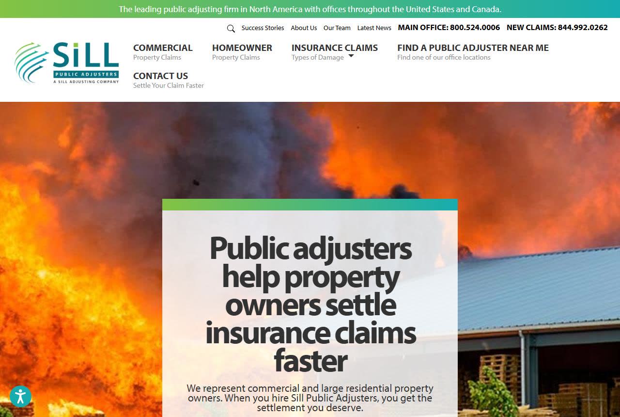 Sill Public Adjusters website