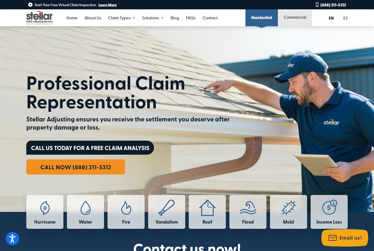 Stellar Adjusting - Florida Hurricane Public Adjusters website