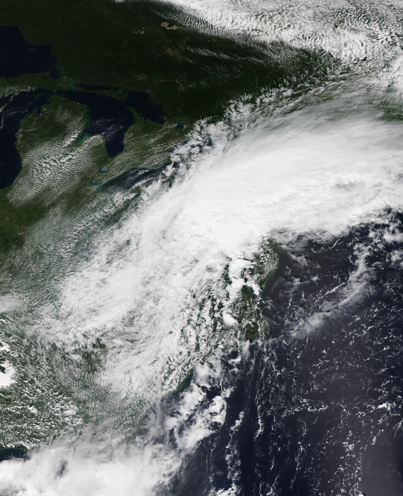 Ida's remnants over the Northeast on September 1, 2021, hours before record rain drowned New York City basements