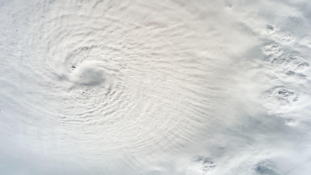 The eye of Category 5 Milton photographed from the International Space Station, October 7, 2024