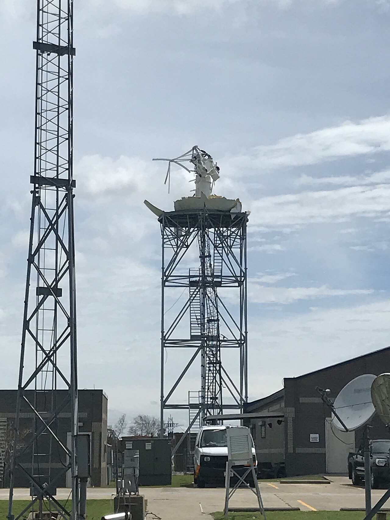 The Lake Charles NEXRAD radar dome, shredded by Laura's eyewall winds