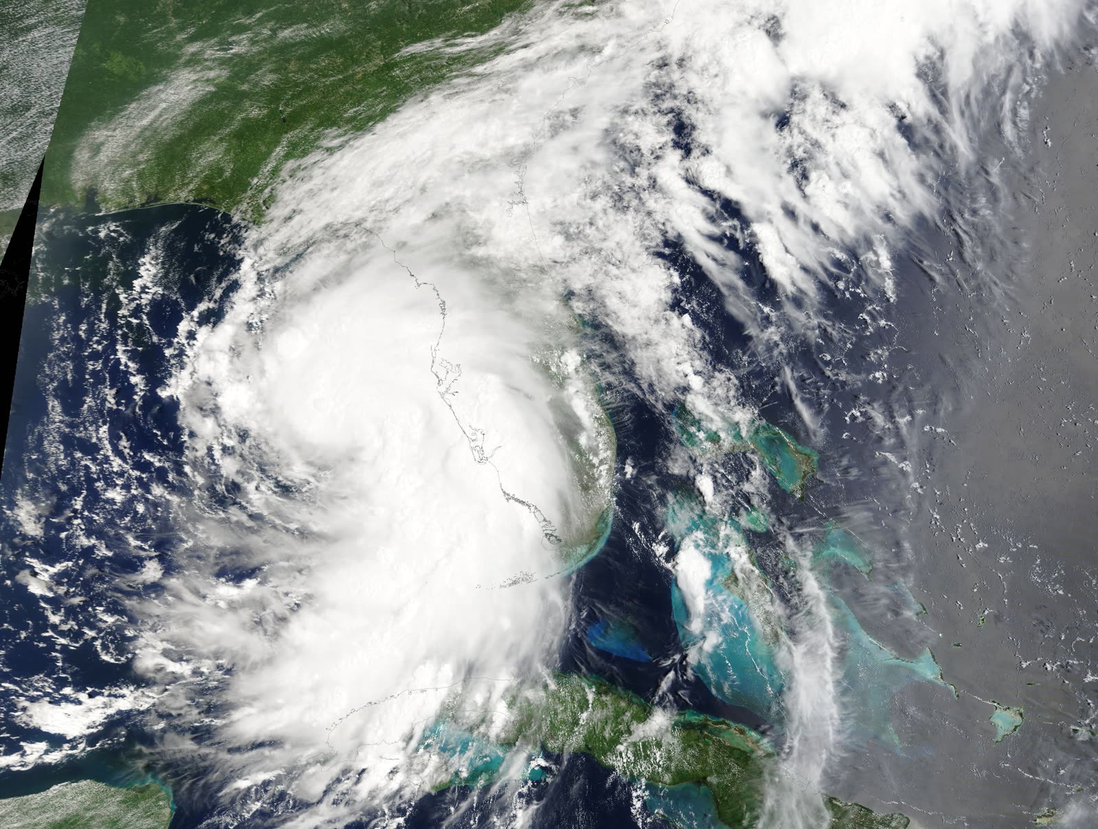 Debby organizing in the eastern Gulf on August 4, the day before landfall