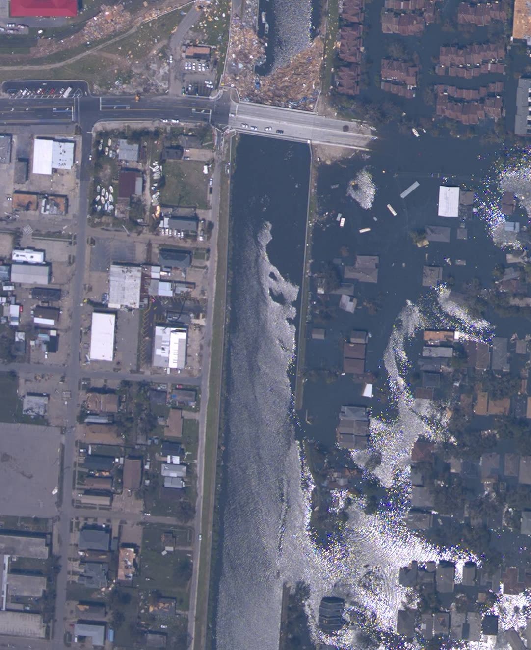 17th Street Canal floodwall breach, August 31 — levee failures flooded about 80 percent of New Orleans