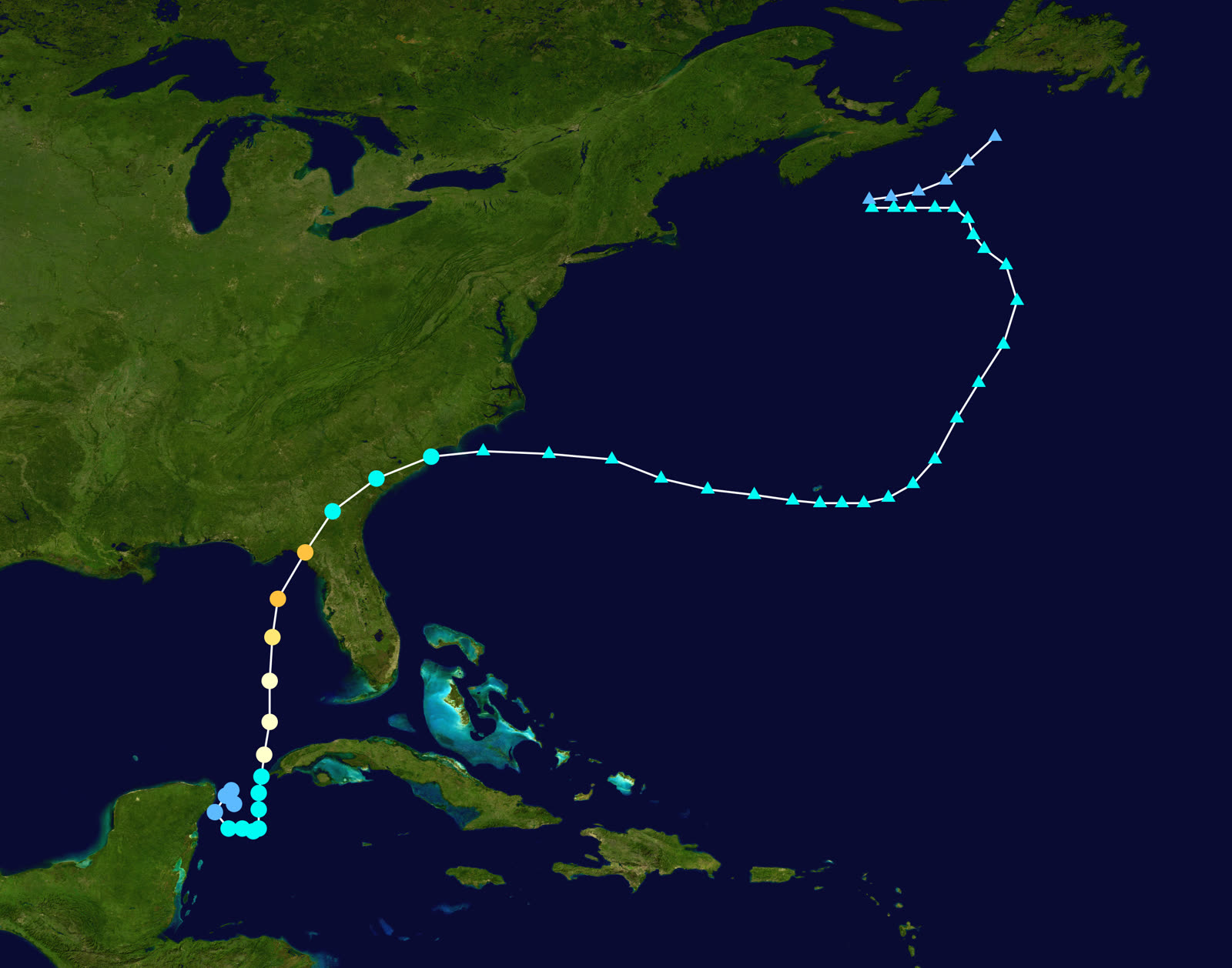 Best track of Hurricane Idalia, August 26 - 31, 2023