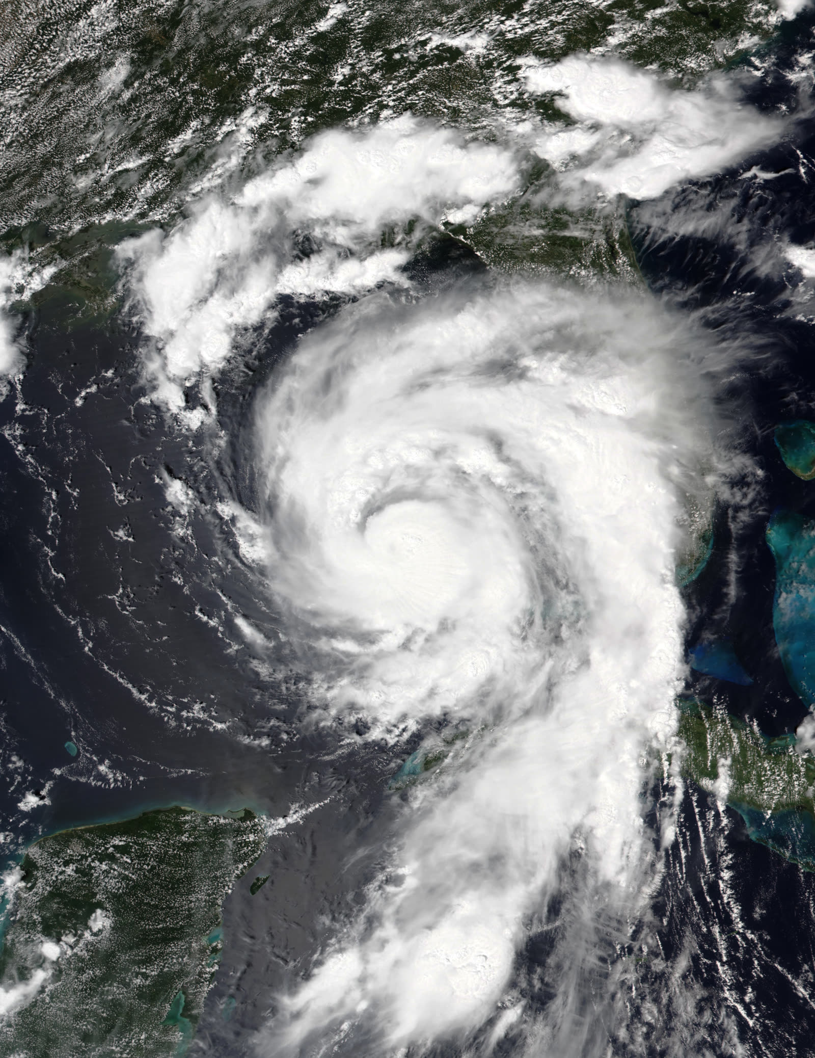Idalia rapidly intensifying over record-warm Gulf water on August 29, en route from Cat 1 to Cat 4 overnight