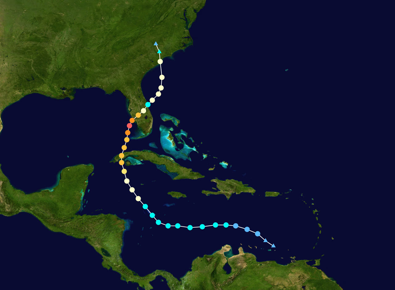 Best track of Hurricane Ian: Caribbean → Cuba → Cayo Costa, FL → Georgetown, SC